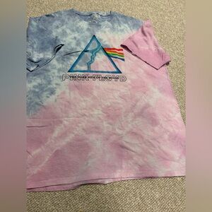 Pink Floyd Tie Dye Shirt Mens XL Pink Dark Side of the Moon Music Rock
